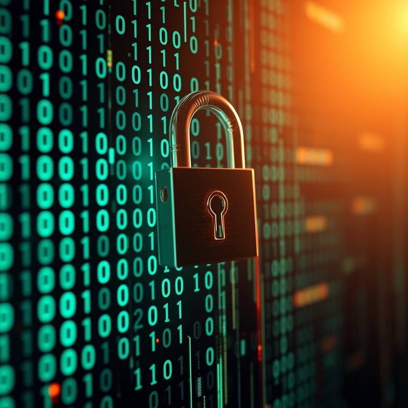 Imagen ilustrativa del curso de Ciberseguridad mostrando un candado y código binario