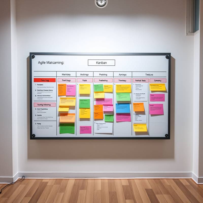 Imagen ilustrativa del curso de Gestión de Proyectos Agile mostrando un tablero Kanban